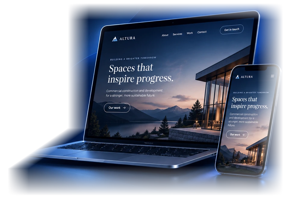 A responsive website shown on a laptop and a phone